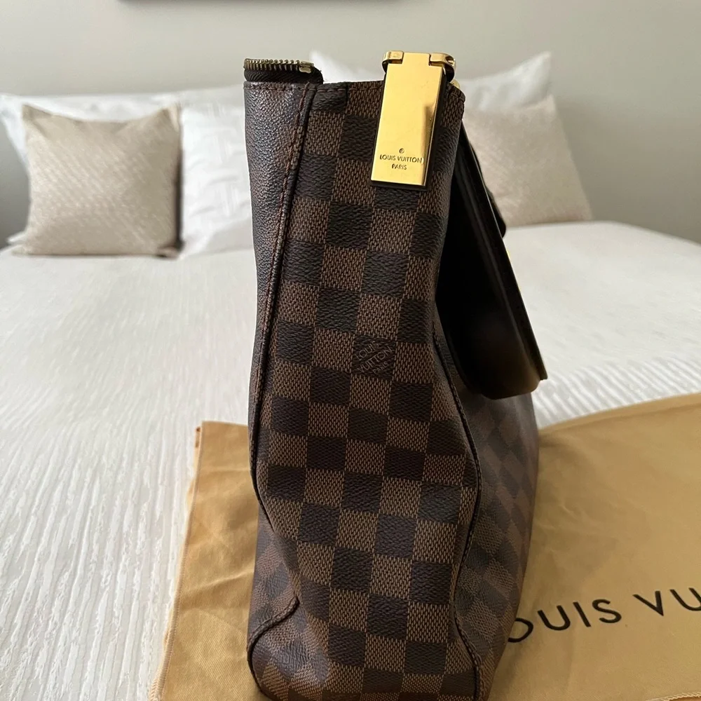 Louis Vuitton Brown Damier Ebene Shoulder Hobo with Gold Hardware